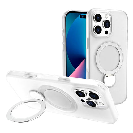 For iPhone 16 Pro Magnetic Case TPU+PC Phone Cover with Kickstand