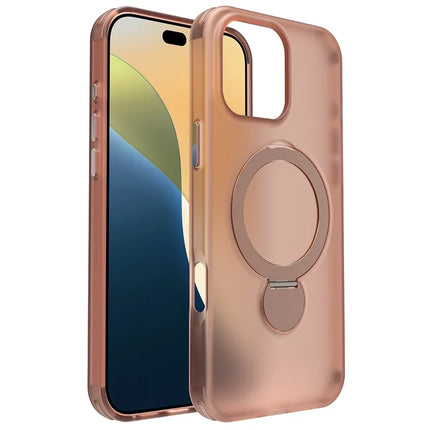 For iPhone 16 Pro Magnetic Case TPU+PC Phone Cover with Kickstand - Desert Gold