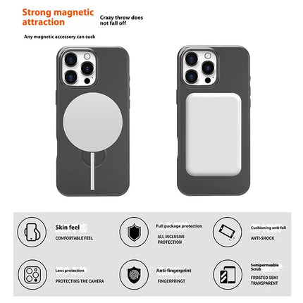 For iPhone 16 Pro Max Magnetic Case TPU+PC Phone Cover with Kickstand
