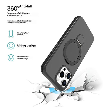 For iPhone 16 Pro Max Magnetic Case TPU+PC Phone Cover with Kickstand