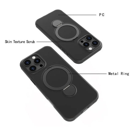 For iPhone 16 Pro Max Magnetic Case TPU+PC Phone Cover with Kickstand