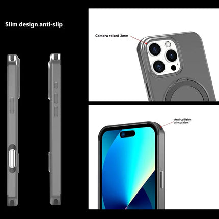 For iPhone 16 Pro Max Magnetic Case TPU+PC Phone Cover with Kickstand