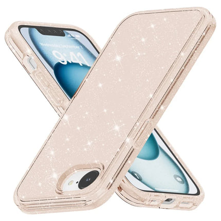 For iPhone 16e Case Thickened Shockproof TPU + PC Glitter Back Cover - Gold
