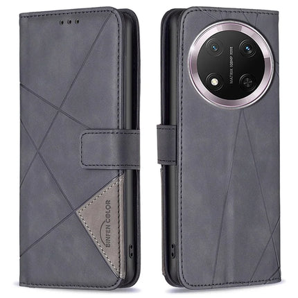 BINFEN COLOR BF05 For Honor Magic7 Lite 5G / X9c 5G / X60 Pro 5G Case Leather Phone Cover Wallet Stand - Black