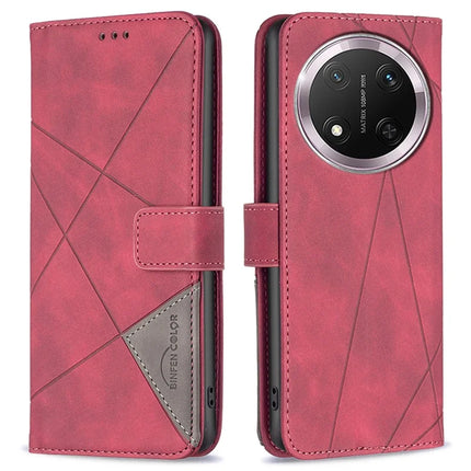 BINFEN COLOR BF05 For Honor Magic7 Lite 5G / X9c 5G / X60 Pro 5G Case Leather Phone Cover Wallet Stand - Red