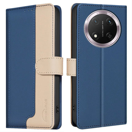 BINFEN COLOR BF33 for Honor Magic7 Lite 5G / X9c 5G / X60 Pro 5G Leather Case Splicing Color RFID Blocking - Blue