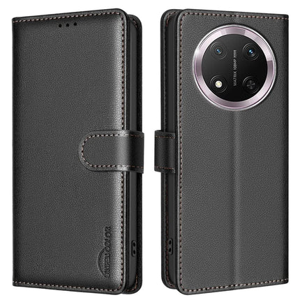 BINFEN COLOR BF32 For Honor Magic7 Lite 5G / X9c 5G / X60 Pro 5G Leather Case Wallet RFID Blocking Phone Cover - Black