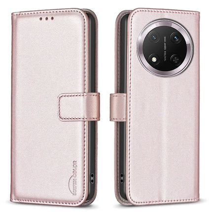BINFEN COLOR BF17 For Honor Magic7 Lite 5G / X9c 5G / X60 Pro 5G Case Wallet Folio Flip Leather Cover - Rose Gold