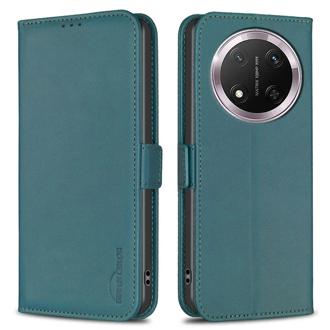 BINFEN COLOR BF31 For Honor Magic7 Lite 5G / X9c 5G / X60 Pro 5G Case PU Leather Flip Folio Phone Wallet Cover - Green