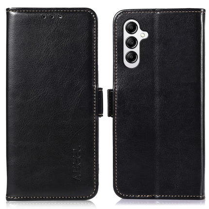 ABEEL For Samsung Galaxy A36 5G Case PU Leather Crazy Horse Texture Wallet Phone Cover - Black