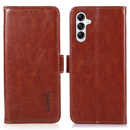 ABEEL For Samsung Galaxy A36 5G Case PU Leather Crazy Horse Texture Wallet Phone Cover - Brown