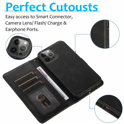 For iPhone 16 Pro Max Case Magnetic Detachable 2-in-1 Wallet Stand PU Leather Phone Cover