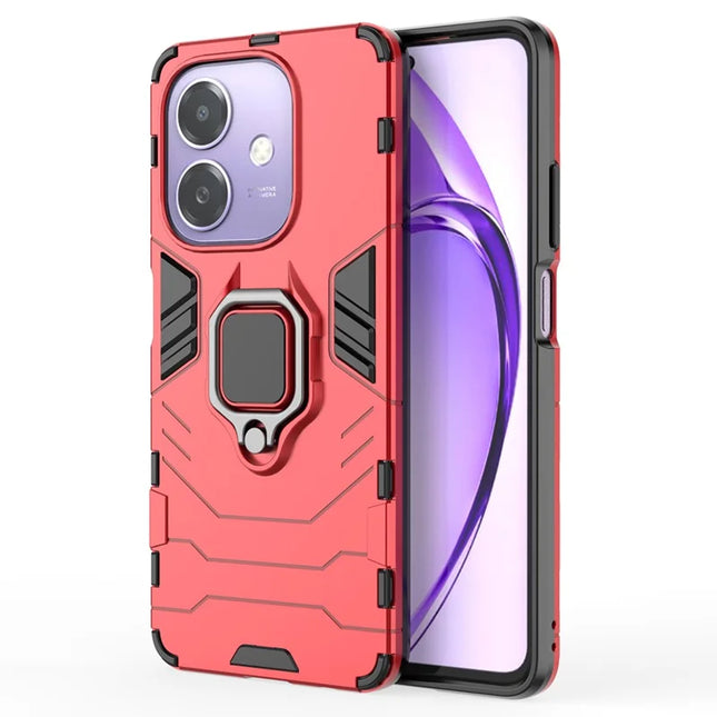 For Oppo A60 5G Case PC+TPU Protective Phone Cover with Ring Kickstand - Red