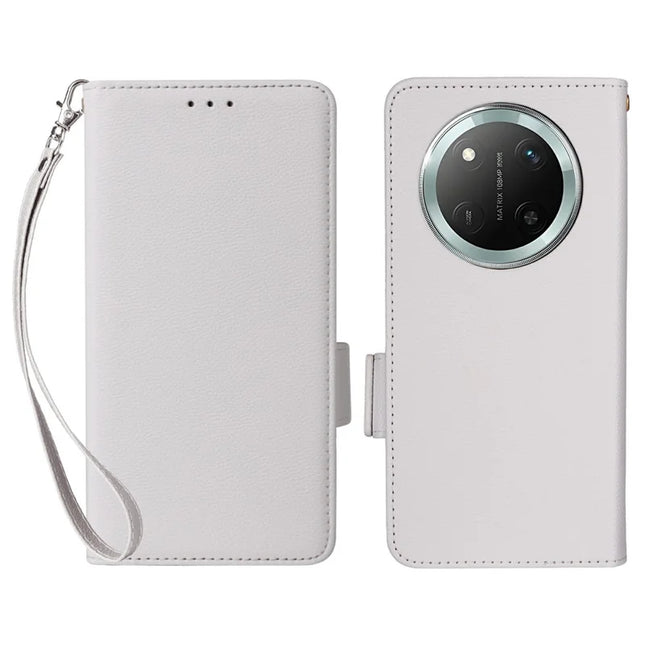 Leather Case for Honor X9c 5G / Magic7 Lite 5G / X60 Pro 5G Litchi Texture Wallet Flip Phone Cover - White