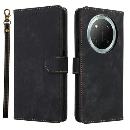Wallet Case for Honor X9c 5G / Magic7 Lite 5G / X60 Pro 5G RFID Blocking PU Leather Cover Stand View - Black