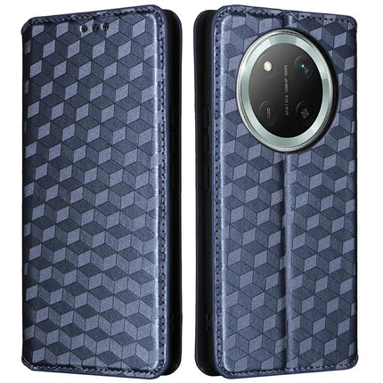 Wallet Case for Honor X9c 5G / Magic7 Lite 5G / X60 Pro 5G Rhombus Imprinted Leather Phone Cover - Blue