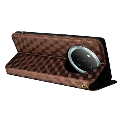 Wallet Case for Honor X9c 5G / Magic7 Lite 5G / X60 Pro 5G Rhombus Imprinted Leather Phone Cover