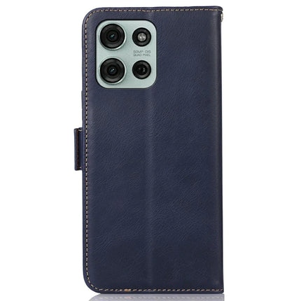 For Motorola Moto G75 5G Case RFID Blocking Genuine Cow Leather Wallet Phone Cover