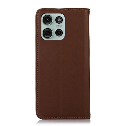 KHAZNEH For Motorola Moto G75 5G Case Genuine Cow Leather Wallet Phone Cover Nappa Texture