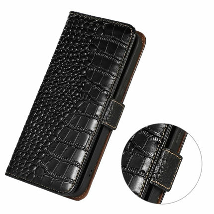 For OnePlus 13 Case Crocodile Texture Genuine Cow Leather Phone Wallet Cover