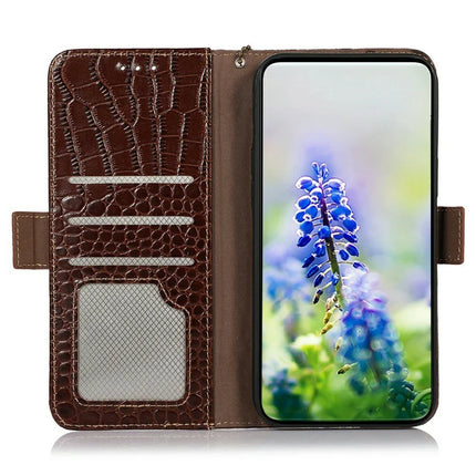 For OnePlus 13 Case Crocodile Texture Genuine Cow Leather Phone Wallet Cover