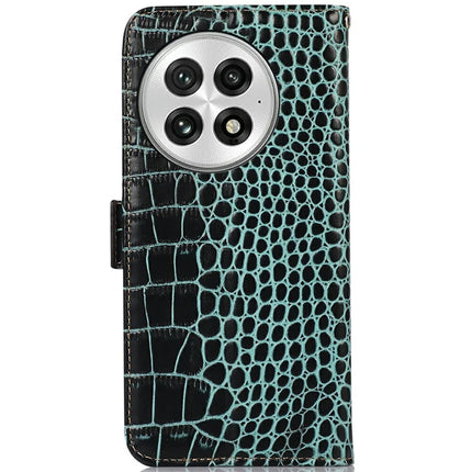 For OnePlus 13 Case Crocodile Texture Genuine Cow Leather Phone Wallet Cover