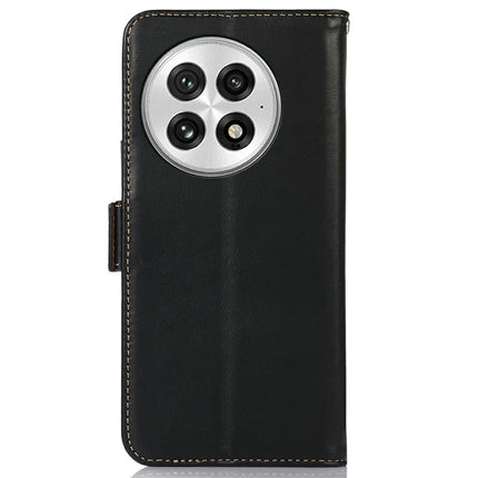 For OnePlus 13 Case RFID Blocking Genuine Cow Leather Wallet Phone Cover