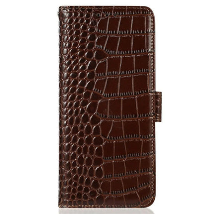 For Google Pixel 9a Case Crocodile Texture Genuine Cow Leather Phone Wallet Cover