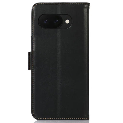 For Google Pixel 9a Case RFID Blocking Genuine Cow Leather Wallet Phone Cover