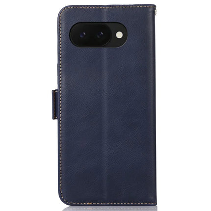 For Google Pixel 9a Case RFID Blocking Genuine Cow Leather Wallet Phone Cover