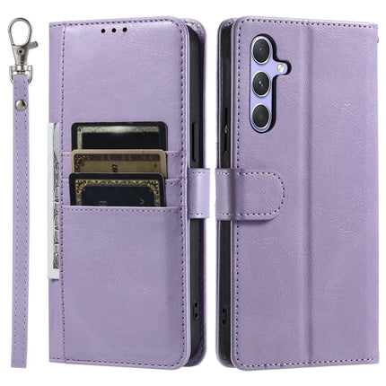 013 Style For Samsung Galaxy A56 5G Case PU Leather Anti-Fall Phone Cover with 6 Card Slots - Purple