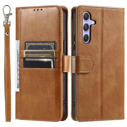 013 Style For Samsung Galaxy A56 5G Case PU Leather Anti-Fall Phone Cover with 6 Card Slots - Brown