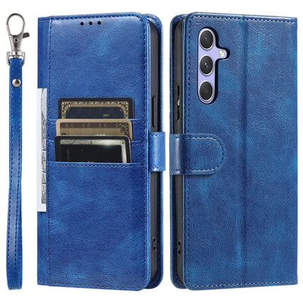 013 Style For Samsung Galaxy A56 5G Case PU Leather Anti-Fall Phone Cover with 6 Card Slots - Blue