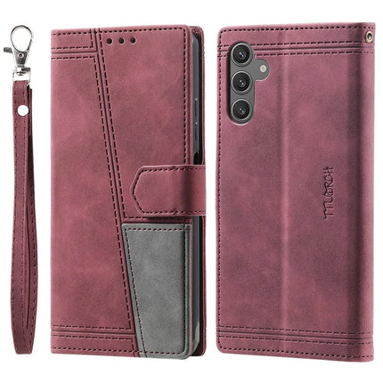TTUDRCH Style 004 For Samsung Galaxy A56 5G Leather Case RFID Blocking Wallet Stand Phone Cover with Strap - Wine Red