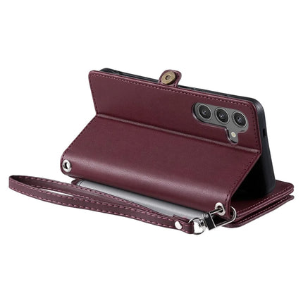 015 Style For Samsung Galaxy A56 5G Case TPU+PU Leather Wallet Phone Cover with Straps