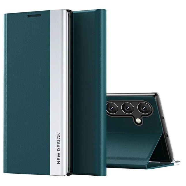 For Samsung Galaxy A36 5G Case Anti-Drop Leather Phone Cover with Stand - Green