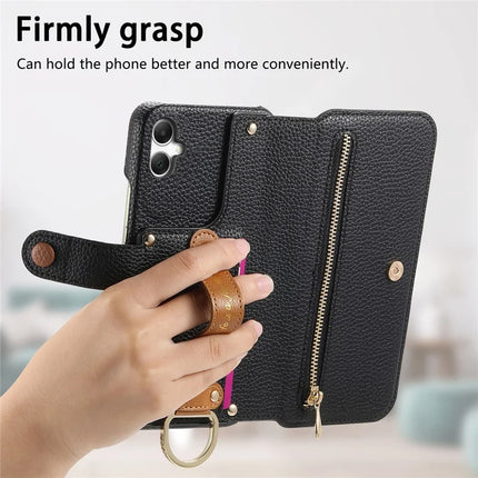 For Samsung Galaxy A05 4G Case RFID Blocking Zipper Wallet PU Leather Mobile Cover
