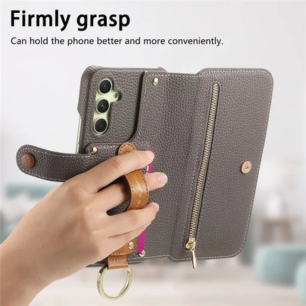 For Samsung Galaxy A05s 4G Case RFID Blocking Zipper Wallet PU Leather Mobile Cover