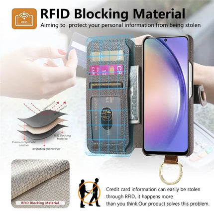 For Samsung Galaxy A05s 4G Case RFID Blocking Zipper Wallet PU Leather Mobile Cover