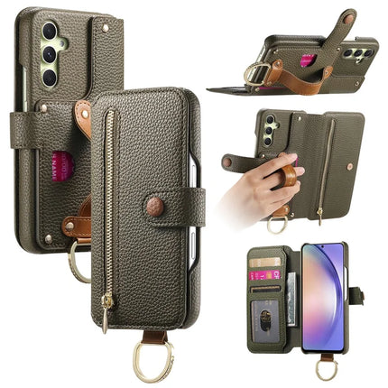 For Samsung Galaxy A05s 4G Case RFID Blocking Zipper Wallet PU Leather Mobile Cover - Green