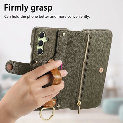 For Samsung Galaxy A05s 4G Case RFID Blocking Zipper Wallet PU Leather Mobile Cover