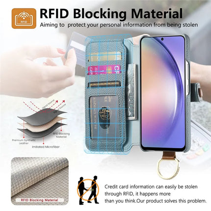 For Samsung Galaxy A05s 4G Case RFID Blocking Zipper Wallet PU Leather Mobile Cover