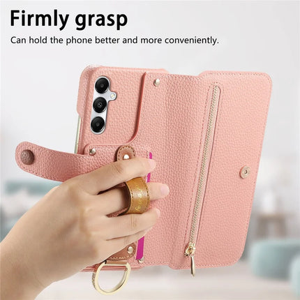 For Samsung Galaxy A35 5G Case RFID Blocking Zipper Wallet PU Leather Mobile Cover