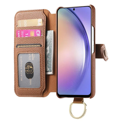 For Samsung Galaxy A35 5G Case RFID Blocking Zipper Wallet PU Leather Mobile Cover