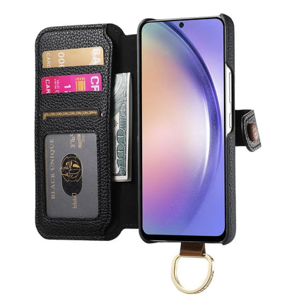 For Samsung Galaxy A35 5G Case RFID Blocking Zipper Wallet PU Leather Mobile Cover