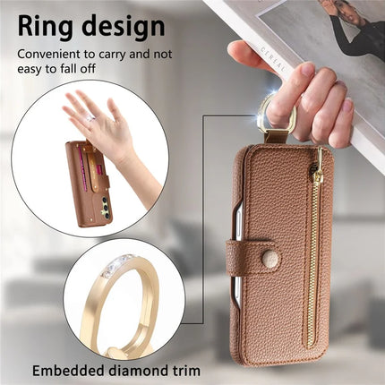 For Samsung Galaxy S23 FE Case RFID Blocking Zipper Wallet PU Leather Mobile Cover