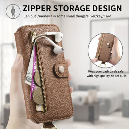 For Samsung Galaxy S23 FE Case RFID Blocking Zipper Wallet PU Leather Mobile Cover