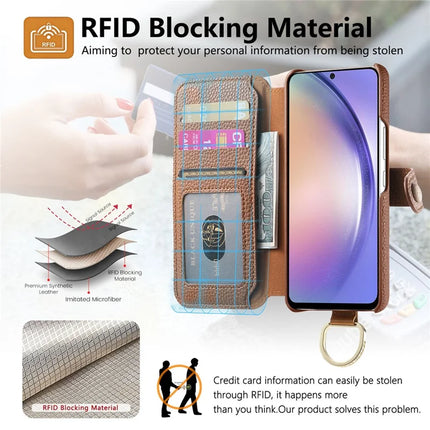 For Samsung Galaxy S23 FE Case RFID Blocking Zipper Wallet PU Leather Mobile Cover
