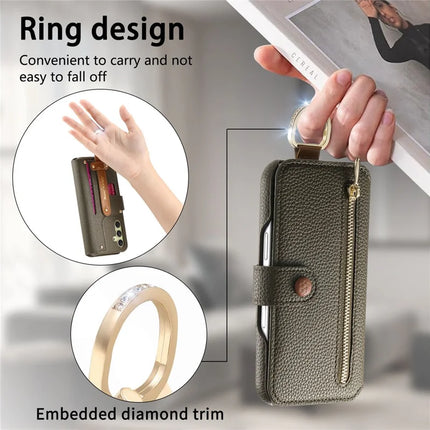 For Samsung Galaxy S23 FE Case RFID Blocking Zipper Wallet PU Leather Mobile Cover