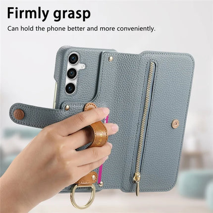 For Samsung Galaxy S23 FE Case RFID Blocking Zipper Wallet PU Leather Mobile Cover